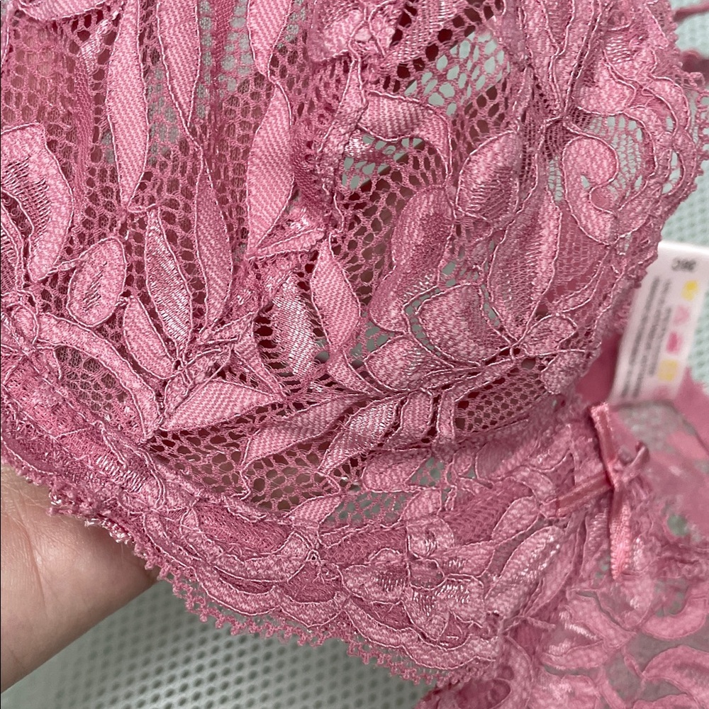 NWOT  Hanky Panky Rose Pink Lace Underwire Bra with Nude Lace Bandeau - Picture 2 of 9